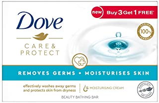 Dove Care & Protect Bathing Bar - Removes 99% Germs & Moisturises Skin, Plant-Based Cleansers, 100 g (Buy 3 Get 1 Free)