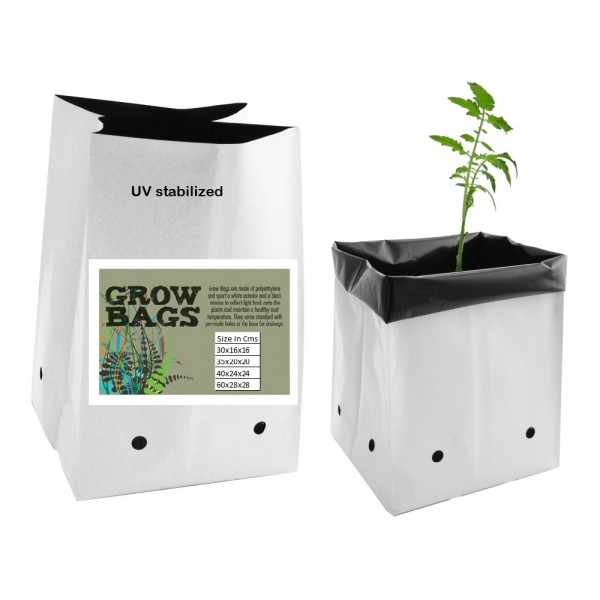 Grow Bags (Black&White) 600Gsm/150Microns 60x28x28cm -Pack Of 10 Nos