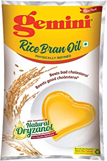 Gemini Refined Rice Bran Oil Pouch, 1000 ml