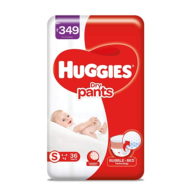 Huggies Dry Pants, Small (S) Size Baby Diaper Pants, 36 count