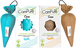 Mangalam CamPure Camphor Cone (2 Original & 2 Sandalwood) - Room, Car and Air Freshener & Mosquito