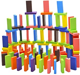 Toyshine 120 pcs 12 Color Wooden Dominos Blocks Set, Kids Game Educational Play Toy, Domino Racing Toy Game