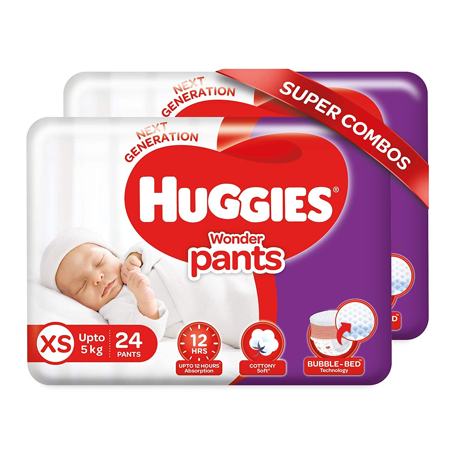 Huggies Wonder Pants Extra Small / New Born (XS / NB) Size Diaper Pants Combo Pack of 2, 24 Count