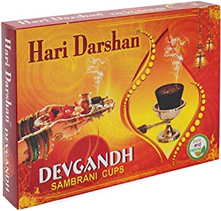 Hari Darshan Pure 100% Natural & Non-Toxic Devgandh Sambrani Loban Dhoop Cups 12 pcs per Box