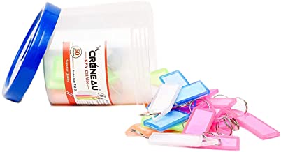 Créneau Store Plastic Keychain & Keyrings with Name Label Key Tags I Multicolor Keytags for Home Office or Kitchen (100)