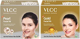 VLCC Pearl Facial Kit & Gold Facial Kit (2x60g), 2 Pieces