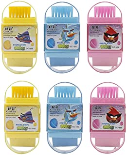 Parteet New Multicolour 3in1 Eraser,Sharpners and Brush - Pack of 6Pcs for Kids