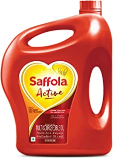 Saffola Active Refined Cooking oil | Blend of Rice Bran & SoyaBean oil | Pro Weight Watchers | 5 Litre jar