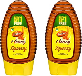 Dabur Honey :100% Pure World's No.1 Honey Brand with No Sugar Adulteration , Squeezy Pack - 225gm (Pack of 2)