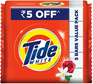 Tide White Detergent Bar Soap, Value Pack 200 gms x 5