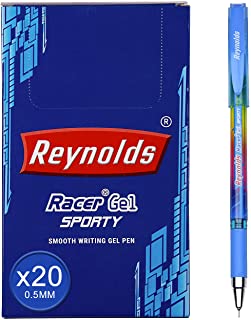 Reynolds Racer Gel Sporty Gel Pen | Needle Point (0.5mm) | Blue Ink | 20 Count