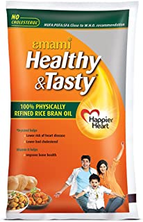 Emami Healthy and Tasty Refined Rice Bran Oil Pouch, 1L