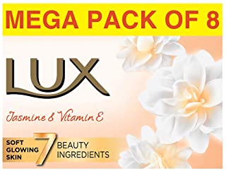Lux Jasmine & Vitamin E Beauty Soap Bar For Glowing Skin Combo Offer Pack 8x150 g