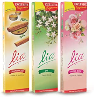 Lia Special Combo Pack Chandanam ,Jas and Prime Rose Incense Sticks -Pack of 3