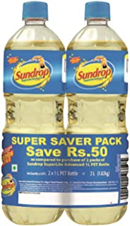 Sundrop Superlite Advanced Sunflower Oil, 1L (Pack of 2, Super Saver Pack)