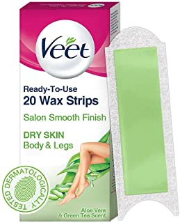 Veet Full Body Waxing Strips Kit for Dry Skin, 20 Strips