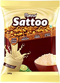 Manna Sattu/ Sattoo Drink Mix (100% Natural) - Indian Protein Mix, High Fibre, Healthy Roasted Chick peas Flour - 500g