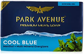 Park Avenue Premium Men's Soap, Cool Blue with Menthol & Multi-Mineral Energizers, Citrus, 125 g, Pack of 4