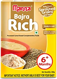 Manna Baby Cereal 200g | Baby Food (6+Months) Sprouted Bajra with Apple Powder
