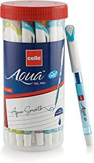 Cello Aqua Gel Pens Jar- Pack of 25 pens | Blue gel pen | Gel Pens for students