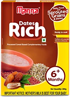 Manna Baby Cereal 200g | Baby Food (6+Months) Sprouted Ragi with Dates Powder