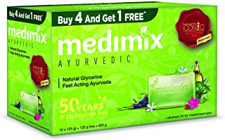 Medimix Ayurvedic Natural Glycerine Bathing Bar, 125 g (4 + 1 Offer Pack)