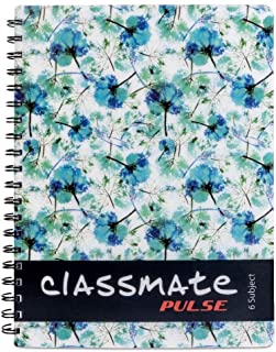 Classmate 2100117 Soft Cover 6 Subject Spiral Binding Notebook, Single Line, 300 Pages