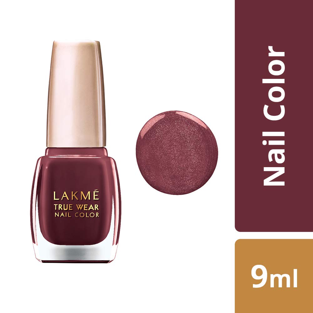 Lakme True Wear Nail Color, Glossy Finish, Reds and Maroons 401, 9 ml