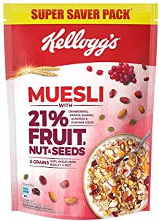 Kellogg's Muesli with 21% Fruit, Nut & Seeds |Tastier now with Cranberries and Pumpkin Seeds |Breakfast Cereal