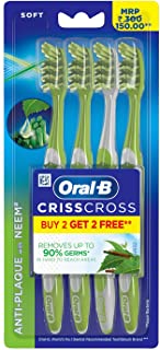 Oral B Criss Cross Toothbrush with Neem Extract, Soft (Buy 2 Get 2 Free)