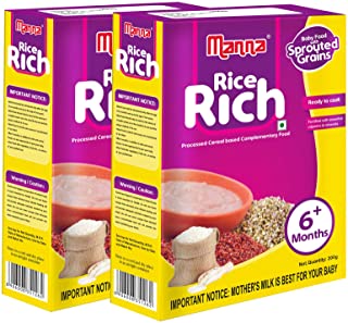 Manna Baby Cereal 400g | Baby Food (6+Months) Sprouted Ragi & Rice | 100% Natural Health Mix