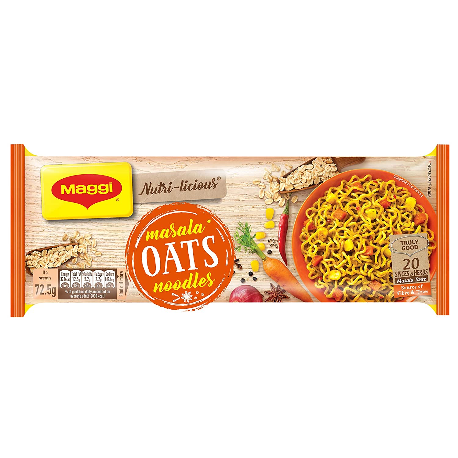 Maggi Nutri-Licious Vegetarian Oats Masala Noodles (290g Pouch) -Pack of 4