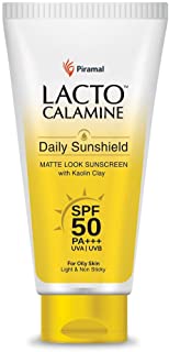 Lacto Calamine Sunshield Matte Look Sunscreen SPF50 PA+++ for Oily or Acne prone skin, Paraben & Sulphate free, 50g