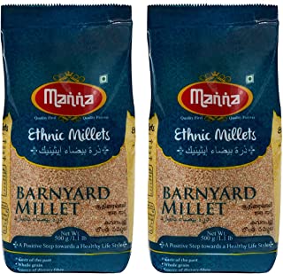 Manna Barnyard Millet Natural Grains, 1kg (500g x 2 Packs) - (Khira / Swank / Kuthiraivally / Udalu / Kodisama / siridhanya