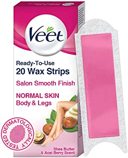 Veet Full Body Waxing Strips Kit for Normal Skin, 20 Strips