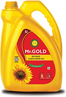 Mr. Gold Sunflower Oil Can, 5L + Free Iron Fry Pan Worth Rs.200