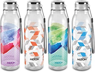Milton Helix 1000 Pet Water Bottle, Set of 4, 1 Litre Each, Assorted | BPA Free | 100% Leak Proof | Office Bottle