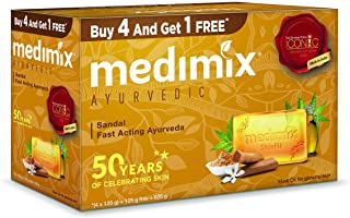 Medimix Ayurvedic Sandal Bathing Bar, 125 g (4 + 1 Offer Pack)
