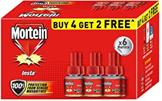 Mortein Mosquito Repellent Refills - Pack of 6 (Buy 4, Get 2 Promo) | 100% Protection against Dengue