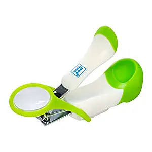 Mee Mee Gentle Nail Clipper with Magnifier, White/Green