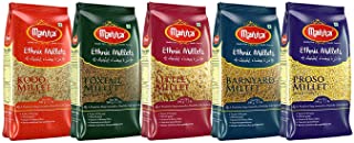 Manna Millets - Natural Grains Combo Pack Of 5 | Foxtail 500g, Kodo 500g, Proso 500g, Little 500g, Barnyard 500g, Nutrient Powerhouse, High Protein & 100% More Fibre Than Rice