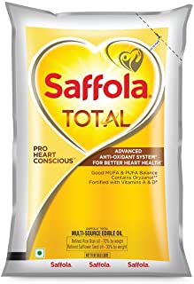 Saffola Total Refined Cooking oil | Blend of Rice Bran & Safflower oil | Helps Manage Cholesterol | 1 Litre pouch