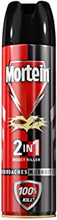 Mortein 2-in-1 Mosquito and Cockroach Killer Spray with Lemon Fragrance | Instant Kill | 100% Kill Guarantee, 400 ml