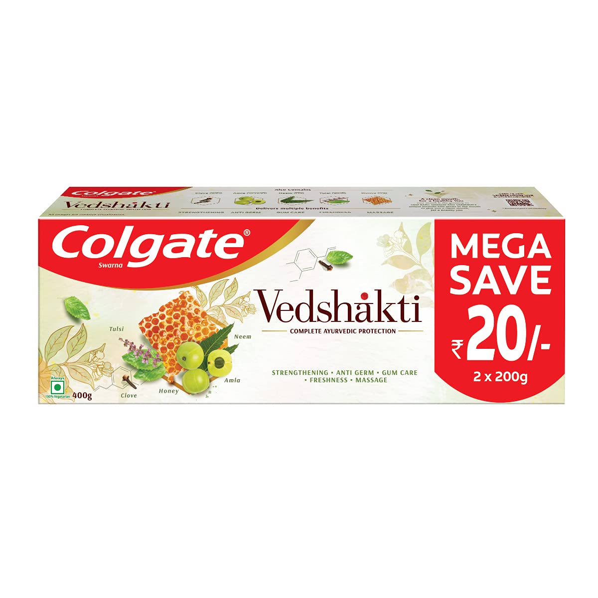 Colgate Swarna Vedshakti Ayurvedic Cavity Protection, Bad Breath Treatment Toothpaste - 400gm