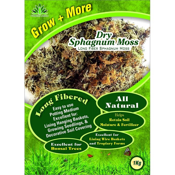 Dry Sphagnum Peat Moss (Forest Moss) Suitable For Lining Hanging Basket, Soil Covering 1 Kg Pack