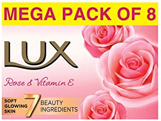 LUX Rose & Vitamin E Beauty Soap Bar 150 g (Combo Pack of 8)