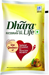 Dhara Life Refined Ricebran Oil Pouch, 1000 ml