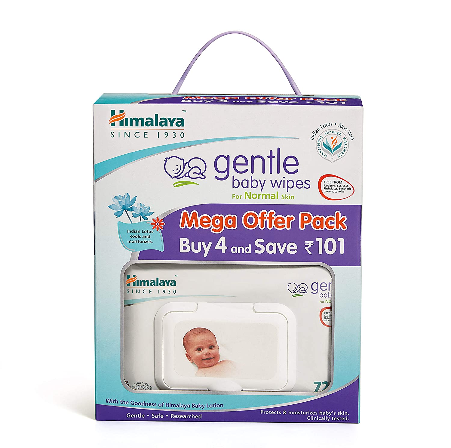 Himalaya Gentle Baby Wipes Mega Offer Pack  (4N x 72's)