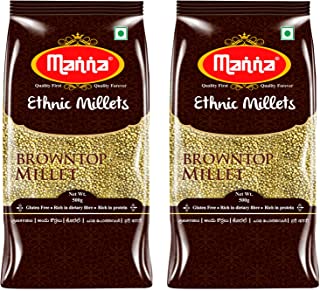 Manna Browntop Millet Natural Grains, 1kg (500g x 2 Packs) - (Chotti Kangni / Andu Korralu / Korale)