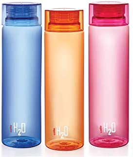 Cello H2O Plastic Bottle , 1 L, Set of 3, Colour May Vary, Multicolour